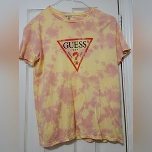 Yellow and Pink Tie Dye Guess T-Shirt